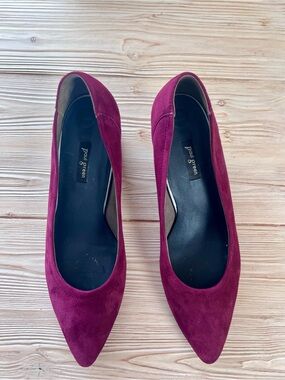 Paul Green Tammy Burgundy Suede Block Heel Pumps | Size 6.5 (Fits 8-8.5)